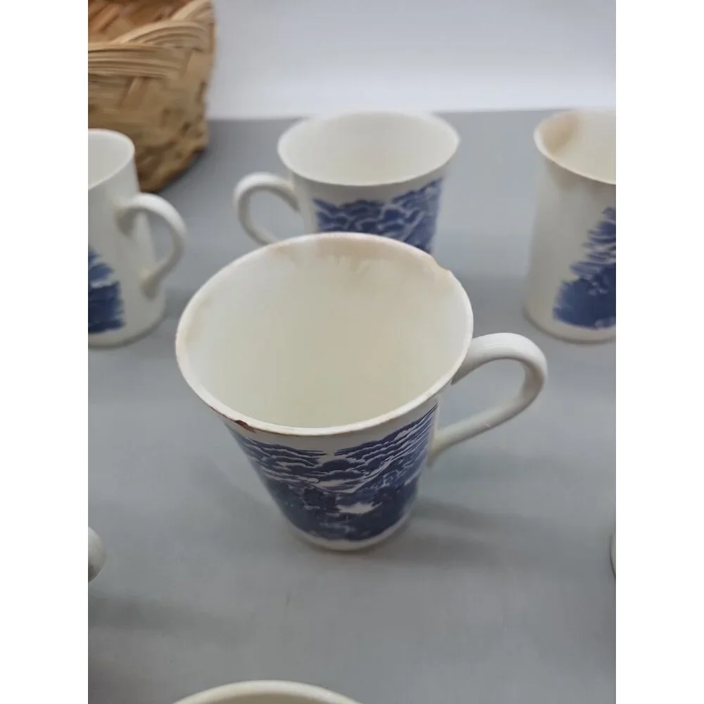 7 Vintage Royal Warwick China Coffee Mugs Lochs of Scotland 2 No Chips Rest Chip